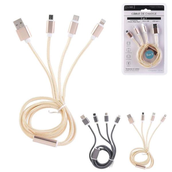 3 in 1 Ladekabel - Iphone Micro USB